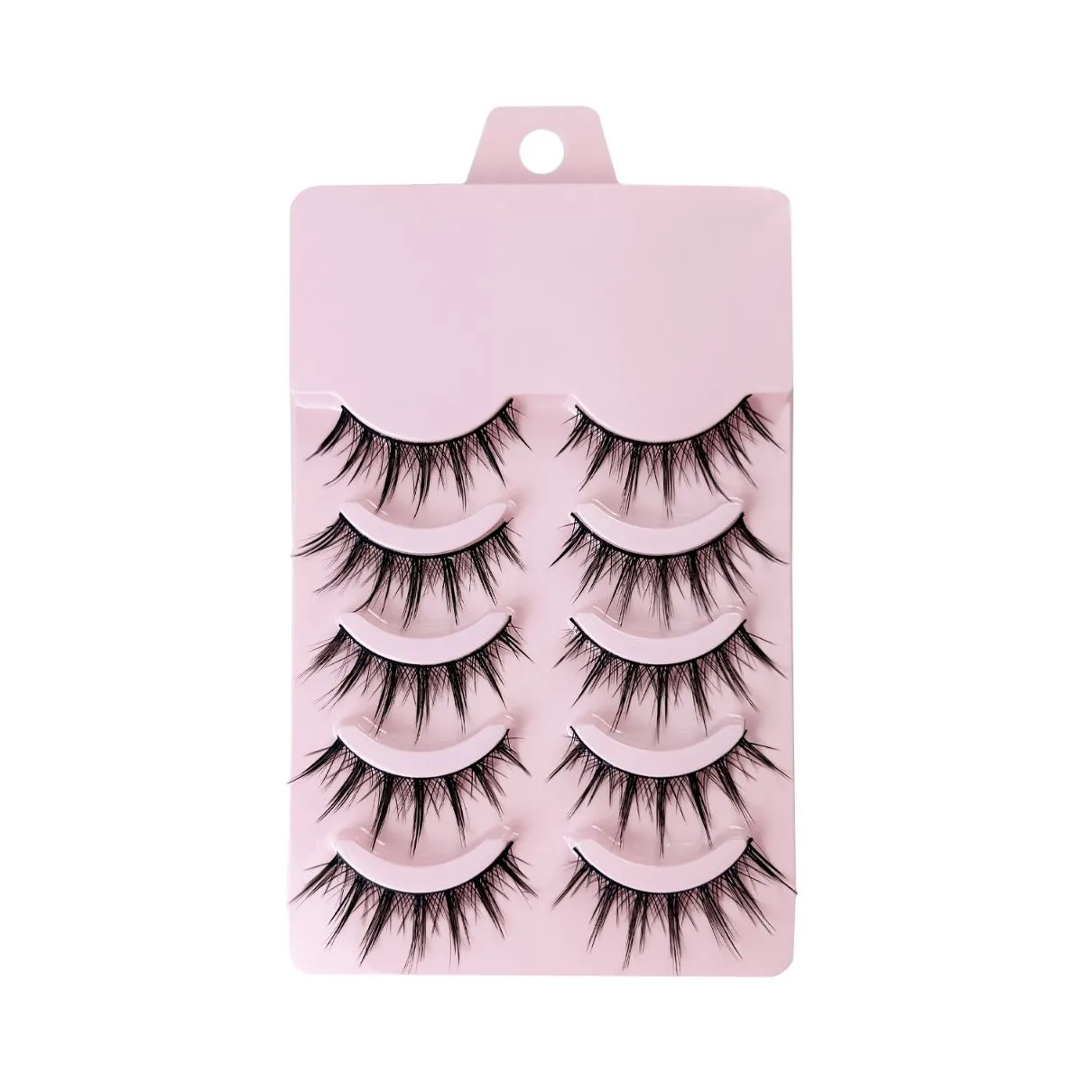 5 Pairs Natural Look Manga Demon Style Strip Lashes – Doll Eye Barbie False Eyelashes, Fluffy Wispy Cosplay Anime Lashes for Daily Party Wear, Made in Pingdu